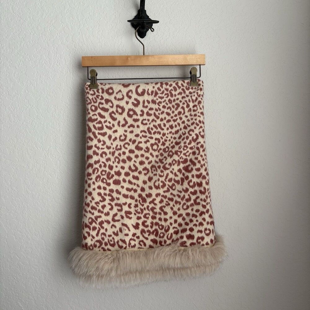 La Fiorentina Womens Fur 100% Wool Scarf Leopard Paisley *READ - Picture 2 of 6